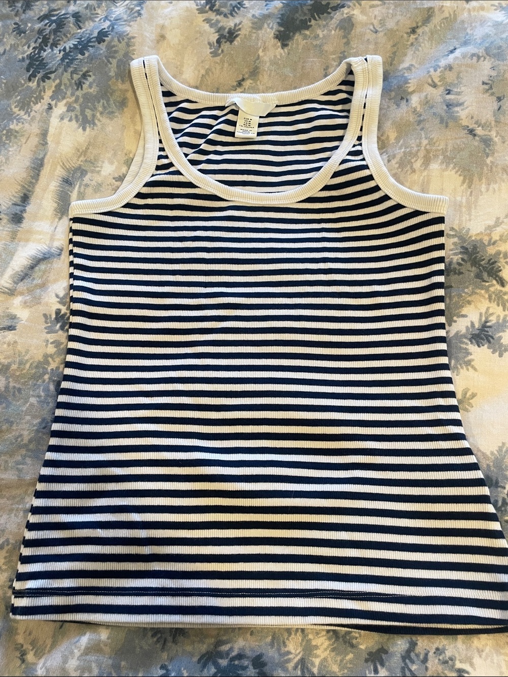 H&M Navy and White Striped Ribbed Tank Top